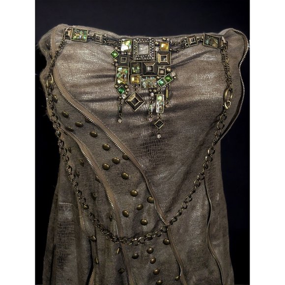 Kimikal Metallic Snake Gemmed Apocalypse Aesthetic Bodycon Dress - Picture 2 of 16